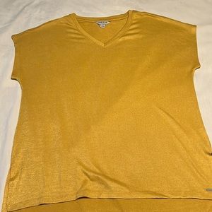 Orvis Tunic Knit Top V-Neck Mustard Yellow Size Large